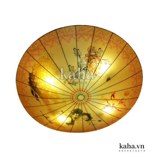 Đèn vải đĩa bay vẽ hoa KH-DTR012